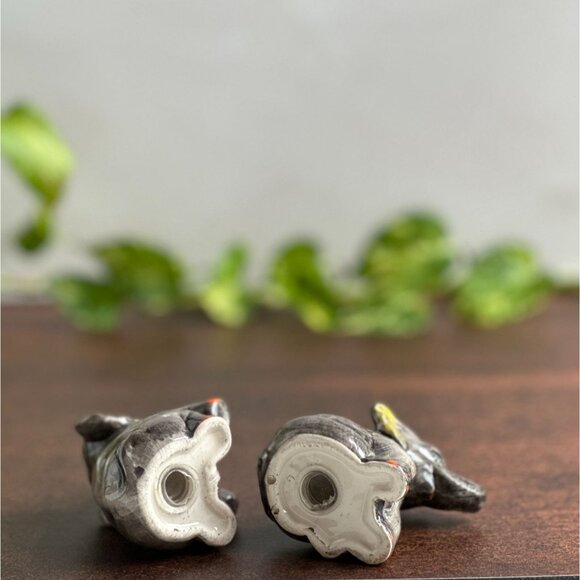 Vintage Ceramic Elephant Salt and Pepper Shakers, Gray Glazed Pottery Pair - Picture 4 of 5